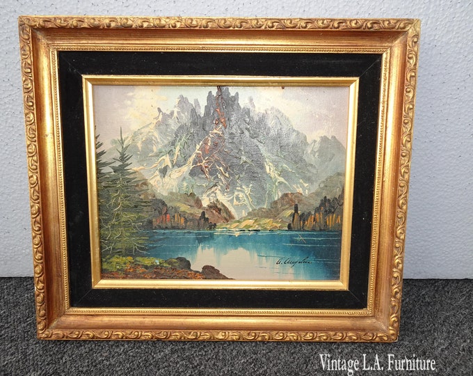 Vintage Oil Painting Picture 'Mountain Greenery" Angelini ~Ceritificate of Auth