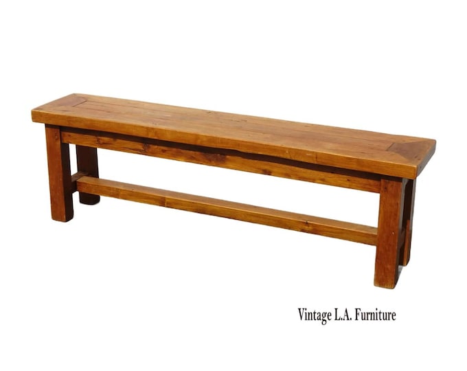 Vintage Rustic Farmhouse Bench French Country ~ Mid Century Modern 2of2