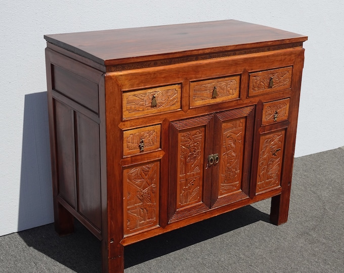 Antique Oriental Asian Chinese Carved Side Table Entry Table Japanese Style