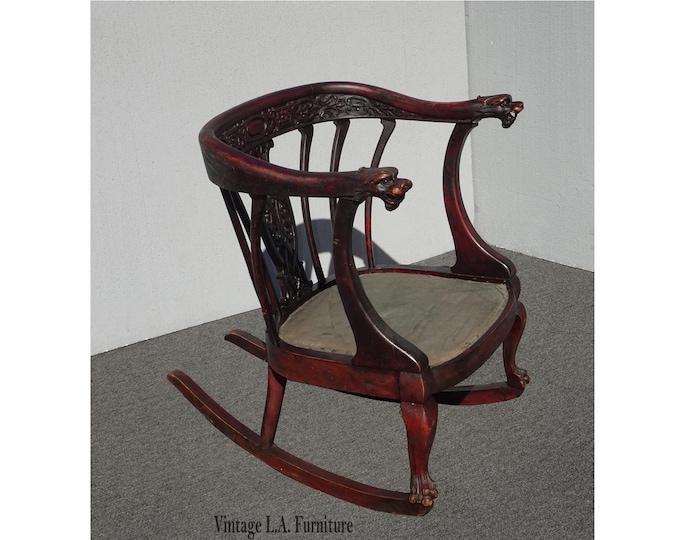 Antique Rocking Chair Frame w Dragon Head Handrests ~ French