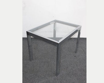 Vintage Contemporary Style Glass Top Chrome Base End Table