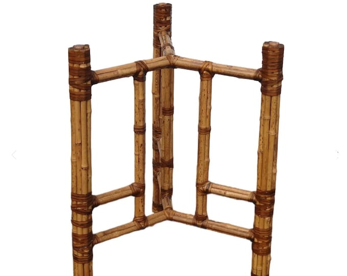 Vintage McGuire Bamboo Dining Table Base w Leather Straps No Glass Top