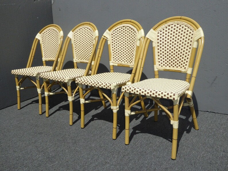 Set Of Four Dhc Woven Faux Bamboo Metal Vinyl Dining Chairs Image 0