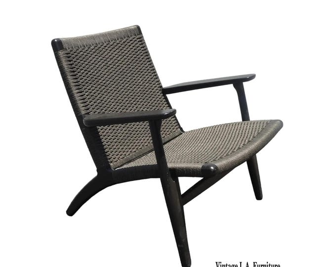 Black Gray Woven Lounge Chair by Carl Hansen & Son CH25 Modern
