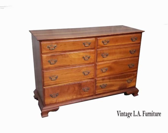 Vintage L. & J. G. Stickley Brown Double Dresser Georgian Cherry Wood