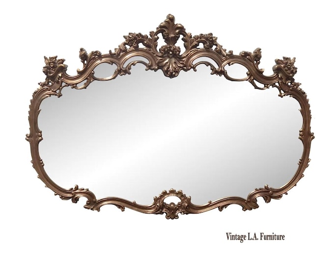 Vintage Italian French Rococo Louis XVI Gold Ornate Wall Mantle Mirror