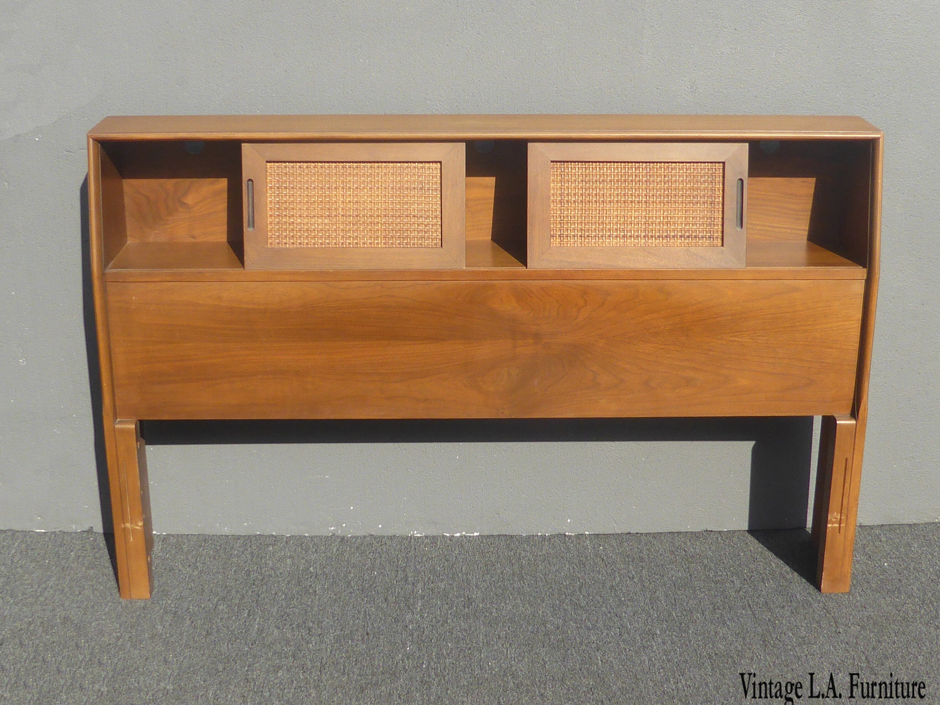 Vintage B.P. John MidCentury Modern Full SIze Headboard w Sliding Doors