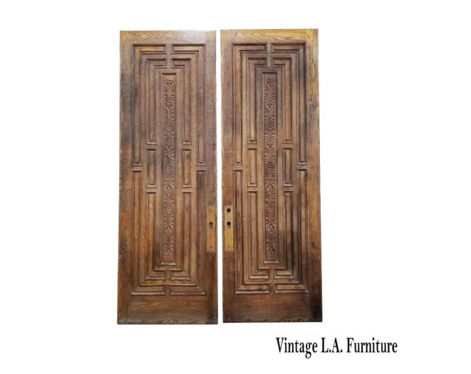 Tall Pair of Vintage Oak Double Doors ~ Architectural ~ Garden Doors