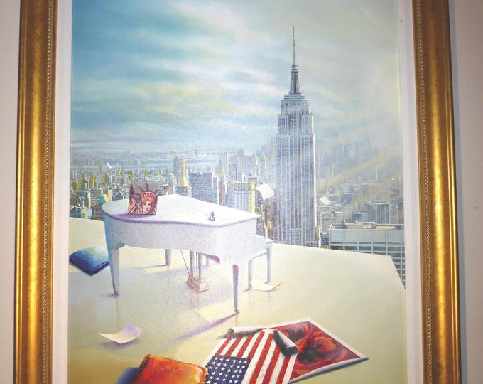 Orlando Quevedo "Manhattan Skyline" Framed Lithograph