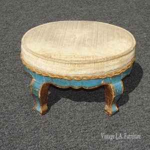 Foot Stools Cherry Finish Upholstered Foot Stool with Shapely Legs