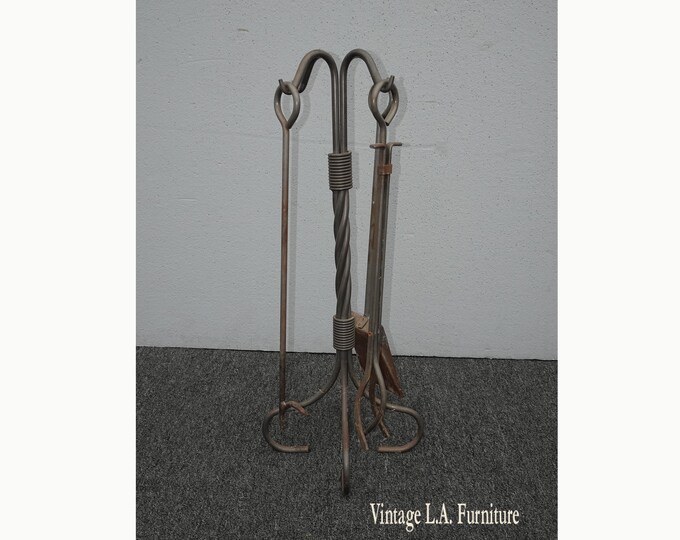 Vintage Rustic Spanish Style Fireplace Tools w 3 Tools