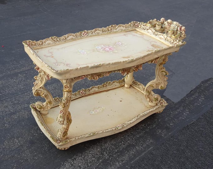 Vintage Italian Rococo Two Tier Coffee Table on Castors Asis