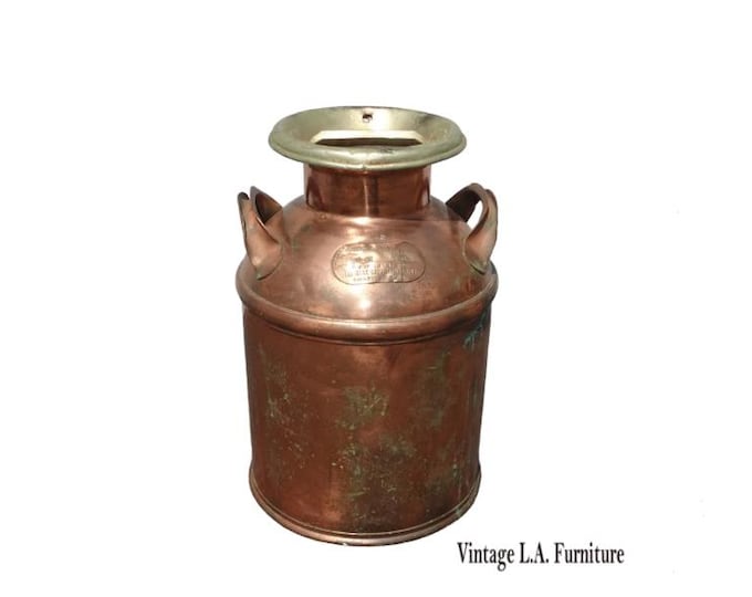 Antique Copper Milk Can by Lakeville Creamery Company 1898 for Ernest Swift LH10