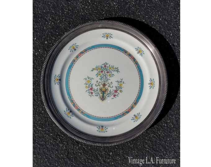 Vintage Decorative Serving Silver Trim Plate by Limoge Numbered 14/0417