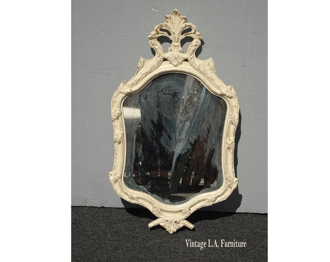 Vintage French Country Solid Wood Ornate Creme Mirror ~ with Desilvering