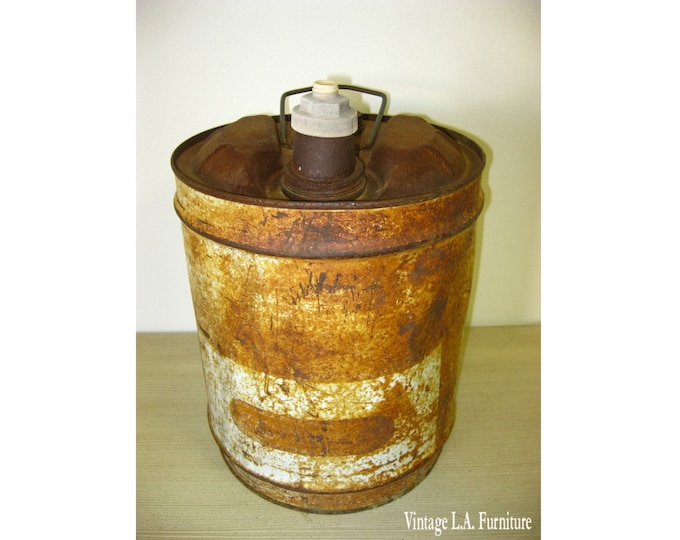 Vintage Metal Gas Can Pre-1950s Collectible Barrel Keg Liquid Container