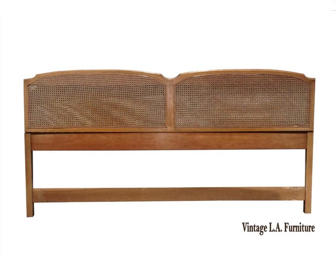 Vintage French Country Brown Cane King Headboard