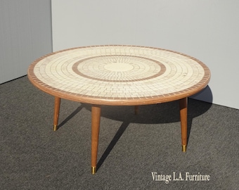 Vintage Mid Century Gordon and Jane Martz Style Mosaic Tiled Coffee Table Eagle Motif