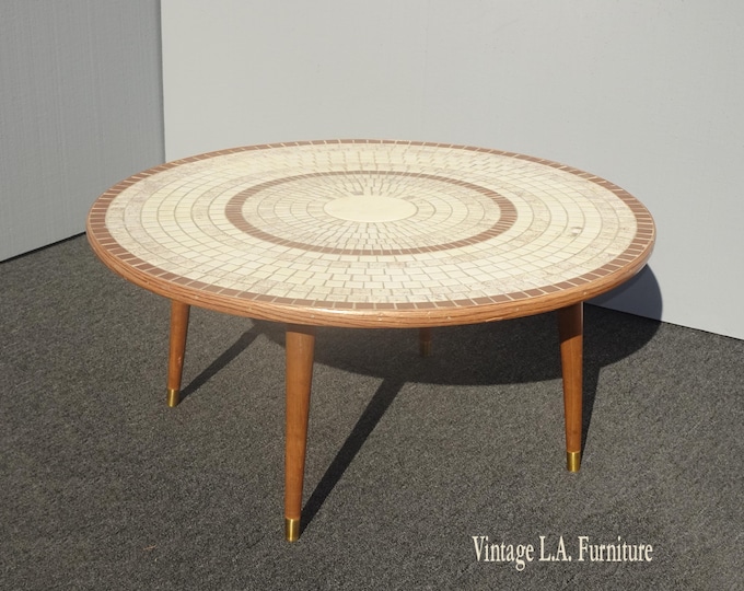 Vintage Mid Century Gordon and Jane Martz Style Mosaic Tiled Coffee Table Eagle Motif