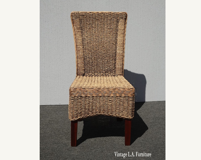 Vintage Rattan French Country Brown Side Chair