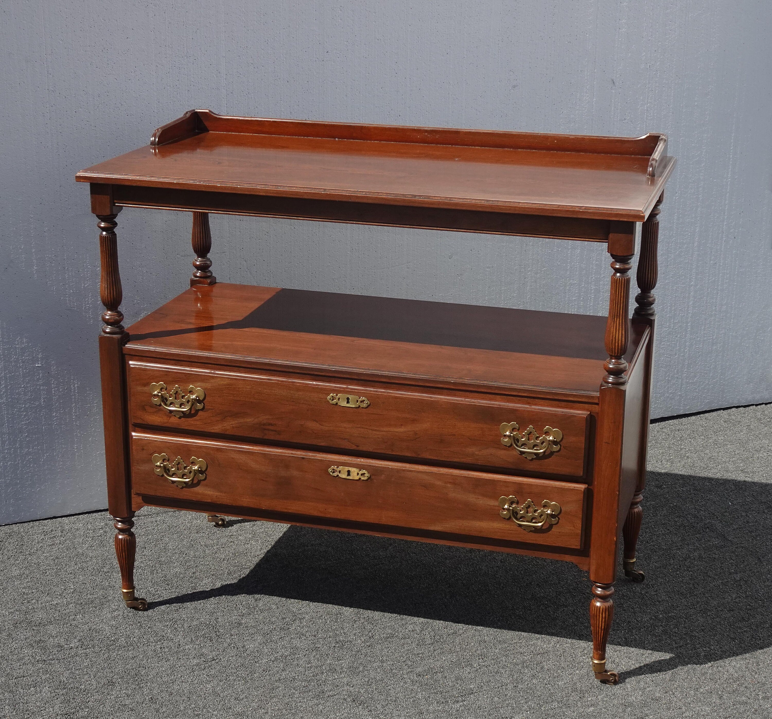 Vintage Ethan Allen Court Server Sideboard Buffet w Brass Feet Sheraton