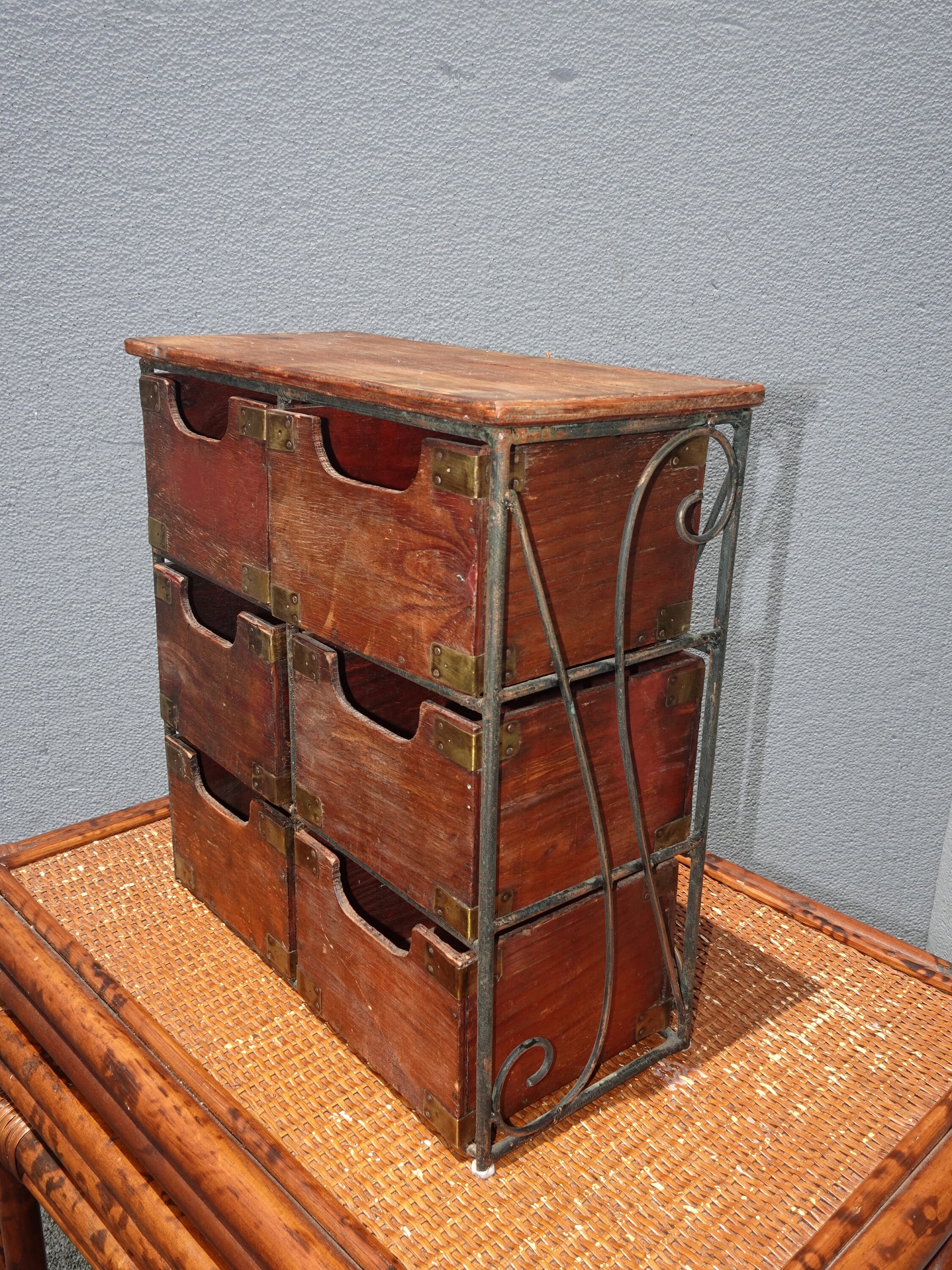 Vintage French Country Table Top Storage Bin Drawers 6 w Etsy