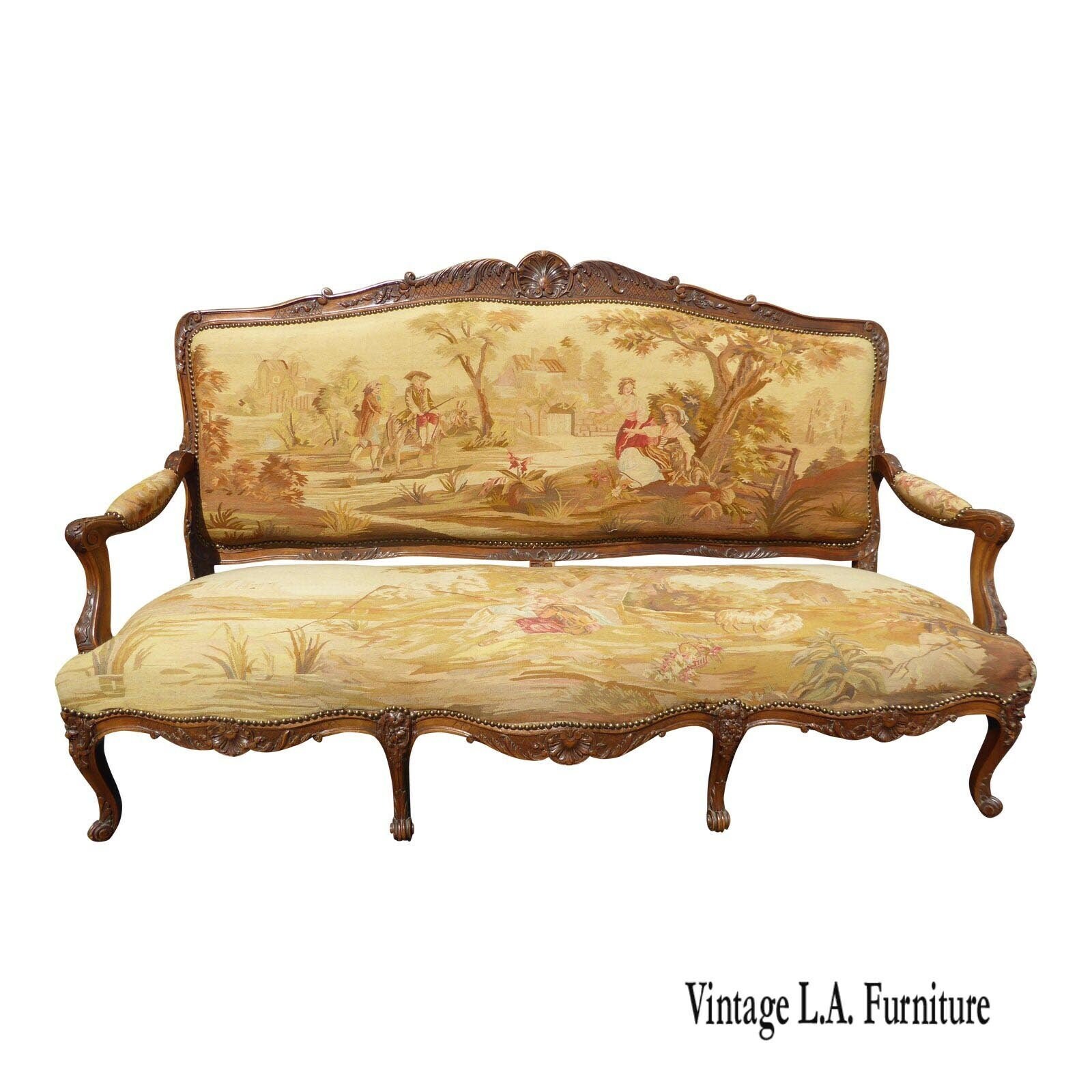 19th Century French Louis XV Walnut Canape