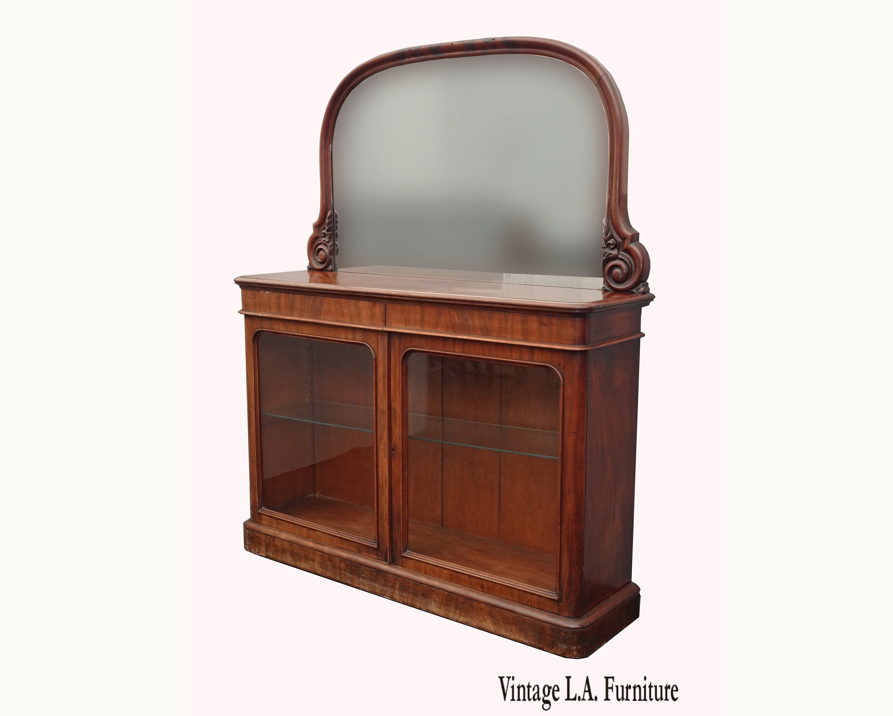 Antique French Country Sideboard Buffet with Mirror Victorian Spanish