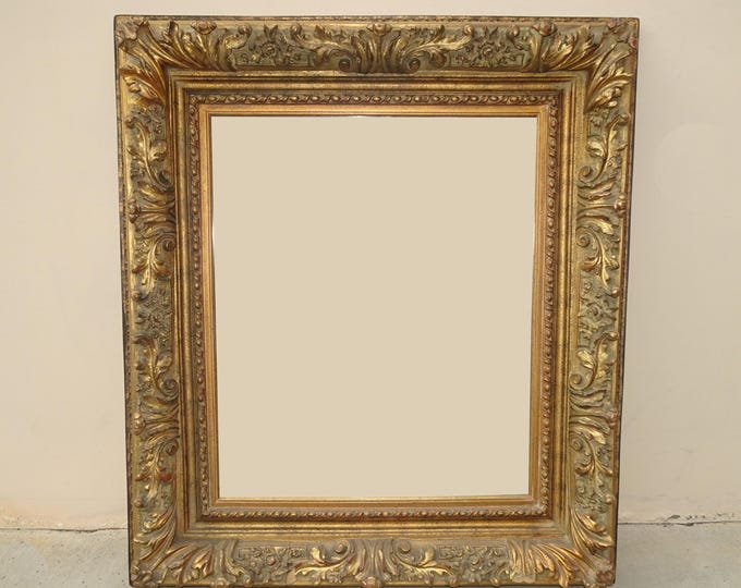 35" H Vintage French Provincial Gold Ornate Wall Mantle Picture Frame #8