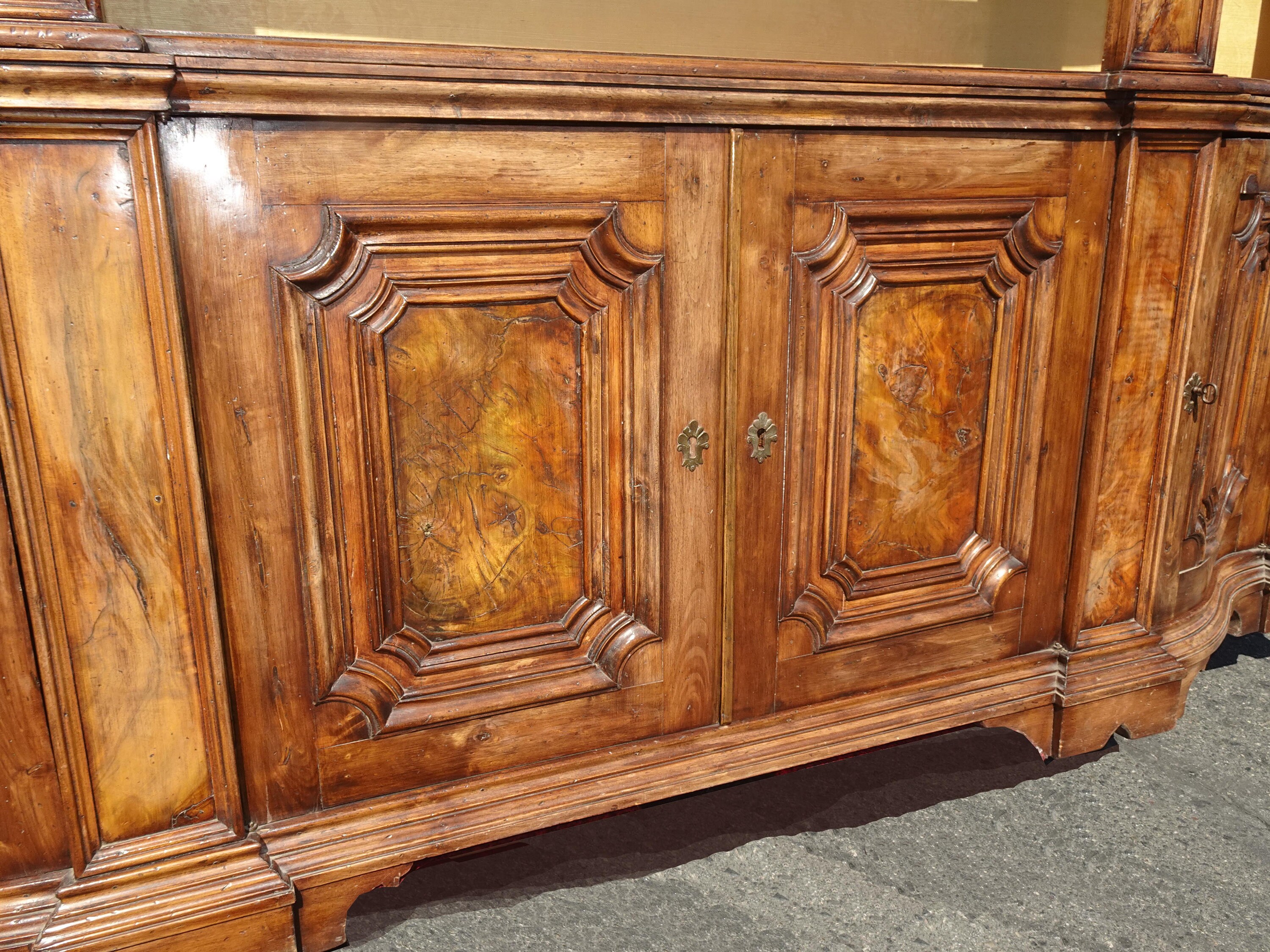 Large Antique 19th Century French Country Burl Wood Hutch China