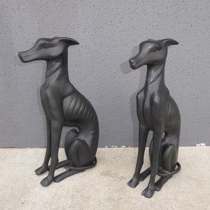 Pair Bronze Vintage Black Greyhound Dog Statues Collectible Sculpture Figurines image 3