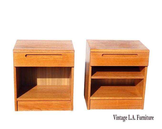 Pair of Vintage Danish Modern Brown Nightstands by Jesper Made in Denmark