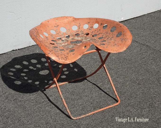 Vintage French Country Rustic Farmhouse Red Tractor Stool Seat