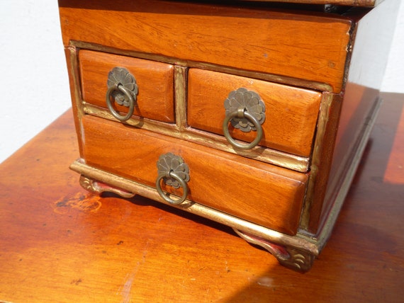 Antique Late 19th Century Jewelry Box w Fold Up M… - image 7