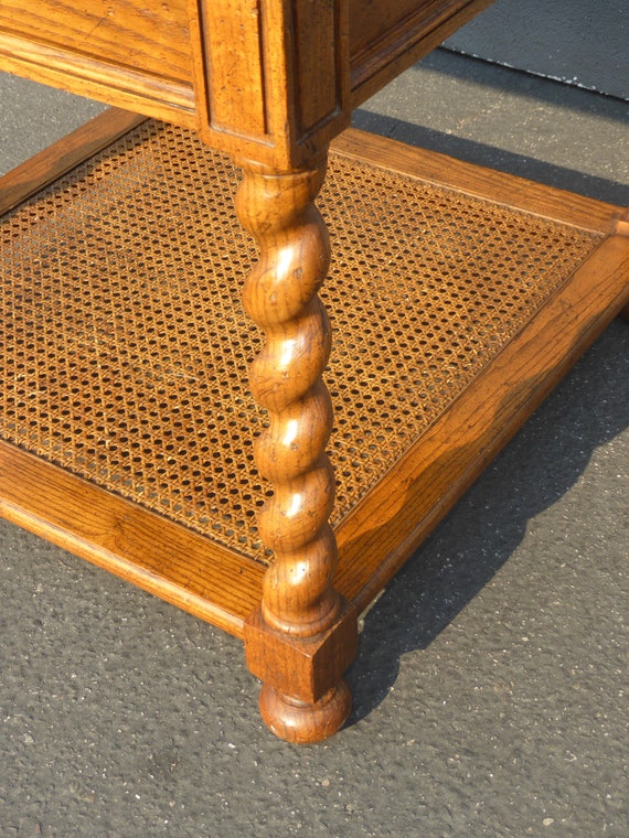 Vintage Barley Twist Side End Table Made by Baker Furniture W Cane