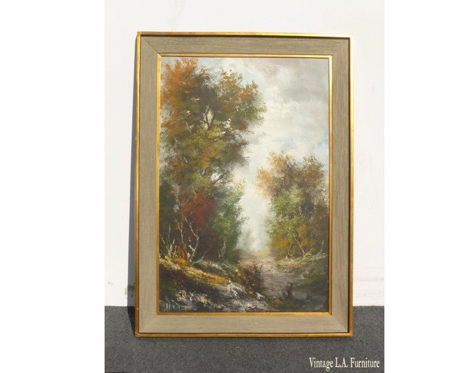 Beautiful Vintage Original Autumn Forest Scene Oil Painting Signed H.Nilsen
