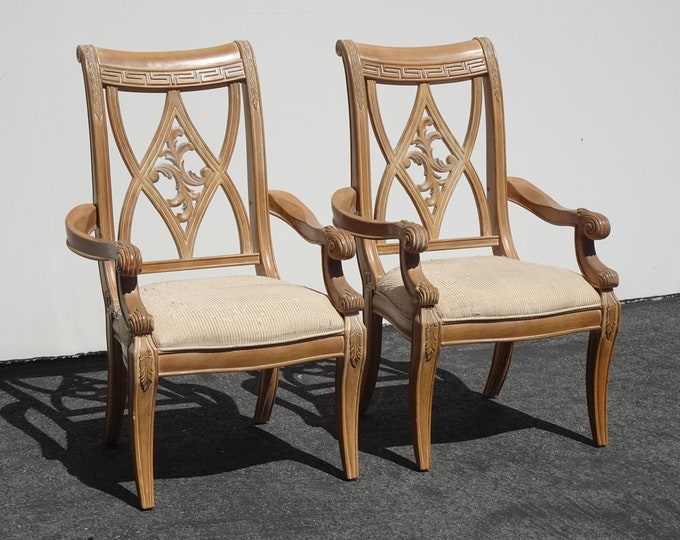 Pair Vintage Bernhardt Furniture Solid Wood Dining Room Armchairs ~ Chairs 3of 3