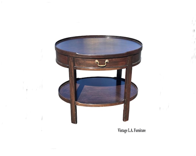 Vintage Baker Furniture Milling Road Chinese Chippendale Oval Side Table