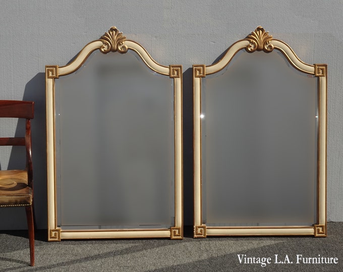 54"x32"Pair Vintage French Provincial Country Off White & Gold Wall Mantle Mirrors