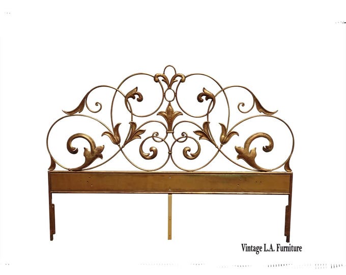 Vintage French Style Gold Gilt King Headboard by Palladio Made in italy