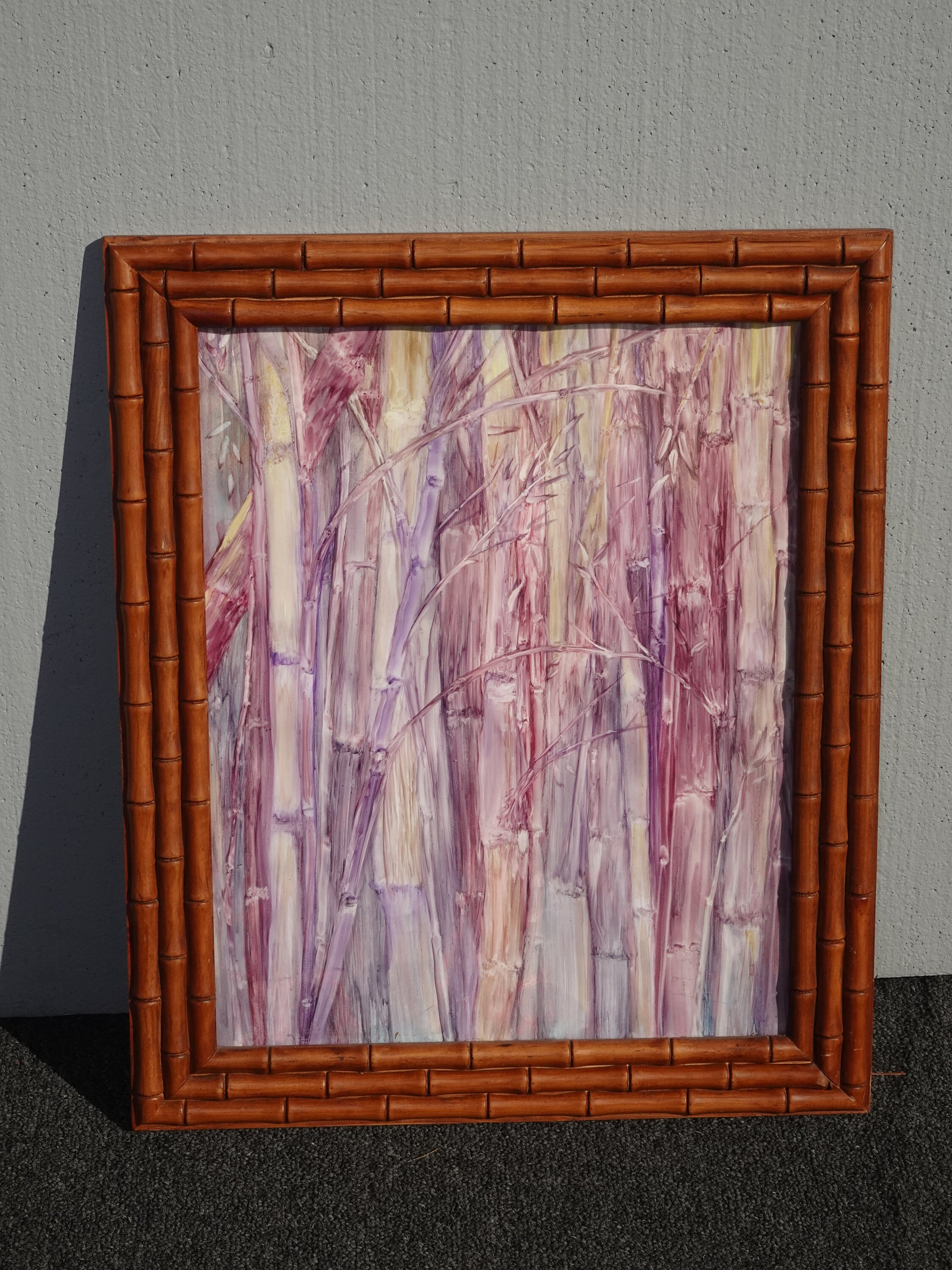 Vintage Bamboo Frame Abstract Watercolor Picture by Susan Wood Etsy