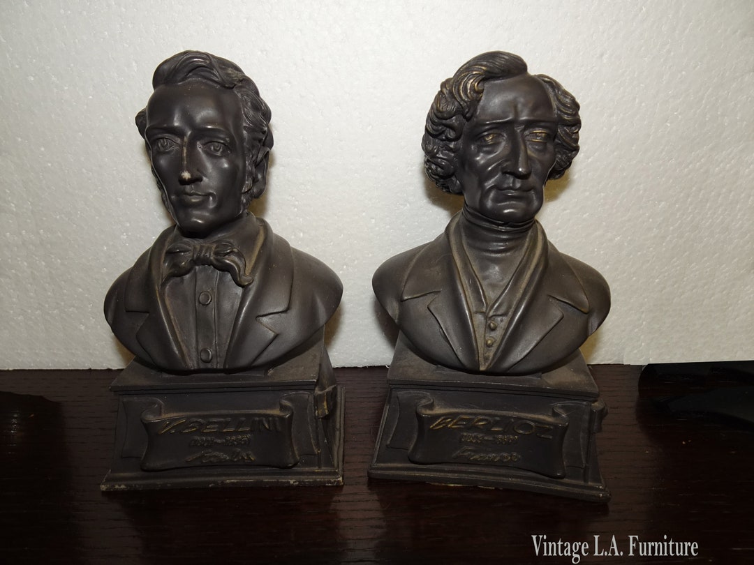 Pair Vintage Miniature Black Busts of Bellini 1429c Italy & Berlioz 1800c France Etsy