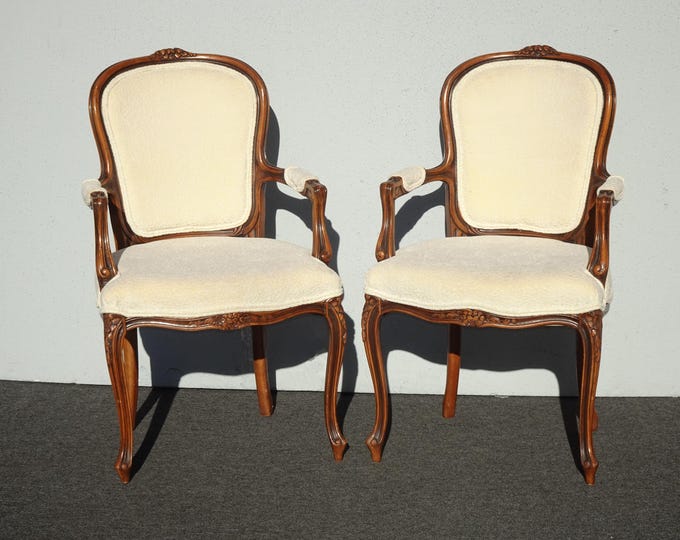 Pair Vintage French Chateau d'Ax White Cheatah Velvet Bergere Chairs Made Italy