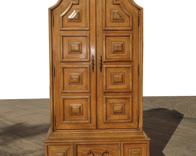 Vintage Hollywood Regency Large Elaborate Highboy Cabinet Dresser by Thomasville