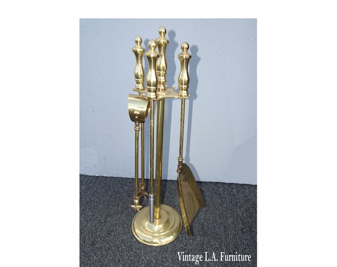 FP 14 Vintage French Country Gold Fireplace Tools with Three Tools