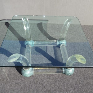 Vintage Mid Century Modern Coffee Table Lucite Sabre Legs & Turquoise Ball Feet image 5