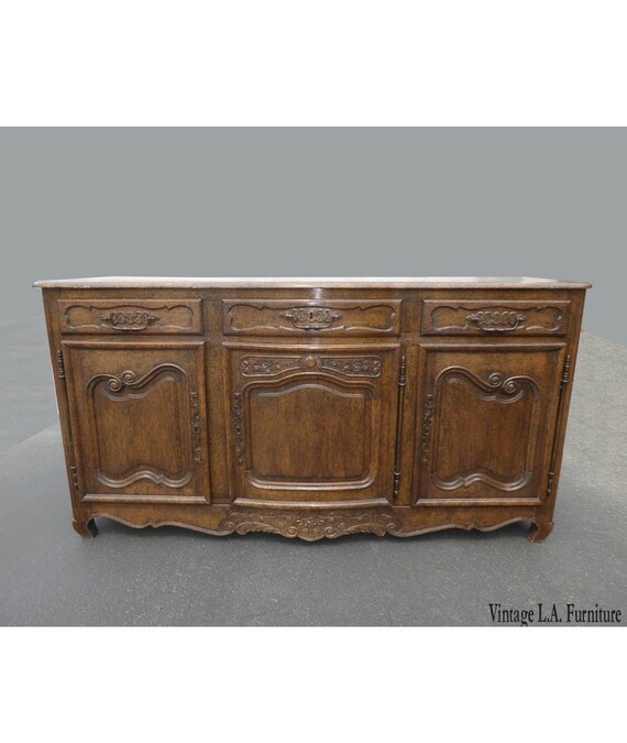 Antique Vintage Spanish Style Rustic Sideboard Buffet W Brass Etsy