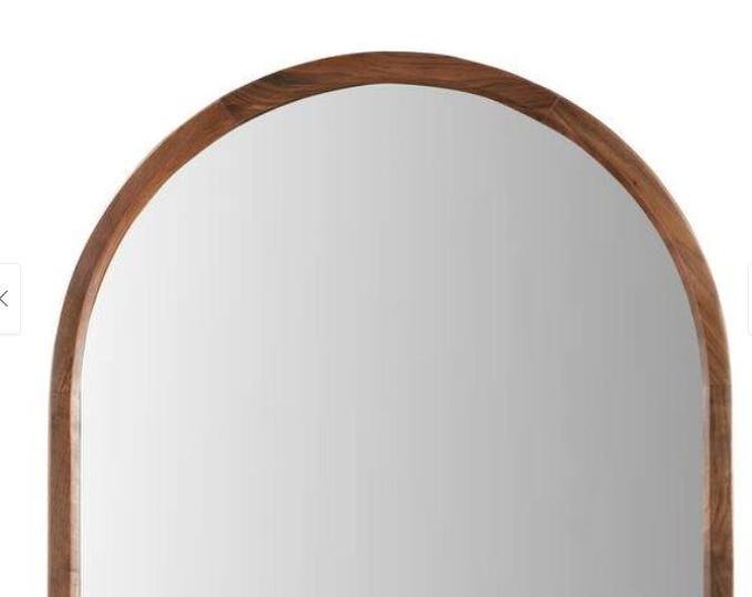 New Curva Danish Modern Style Dark Walnut Floor Mirror