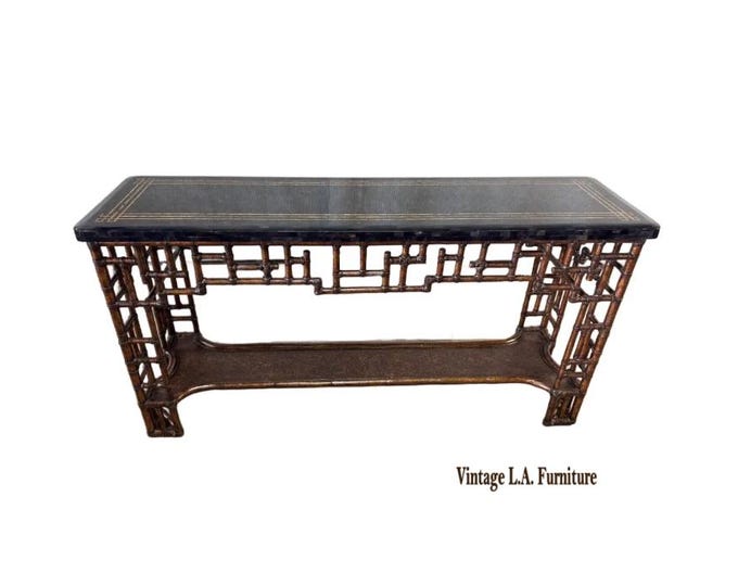 Vintage Lexington Tommy Bahama Royal Kahala Fretwork Console Table Side Table