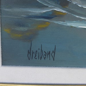 Vintage Oil on Canvas Painting California Seascape Signed Drieband 1968 image 5